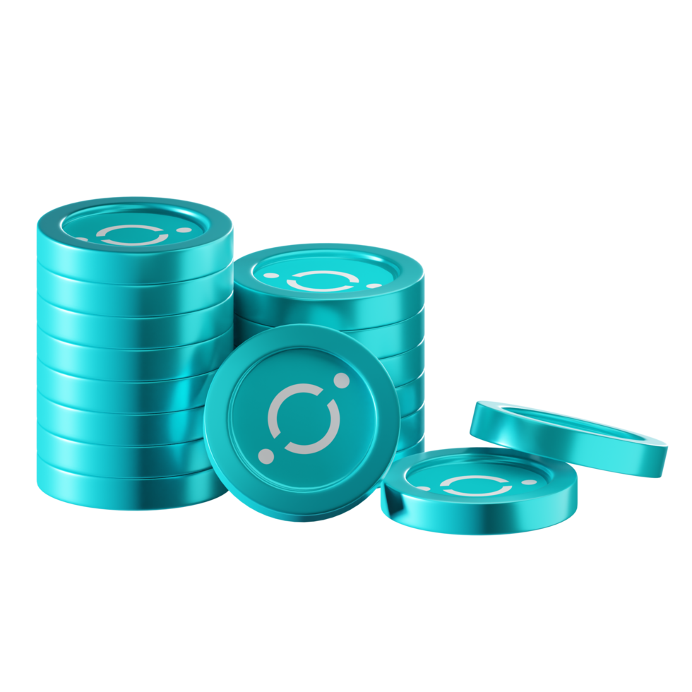ICON ICX coin stacks cryptocurrency. 3D render illustration png