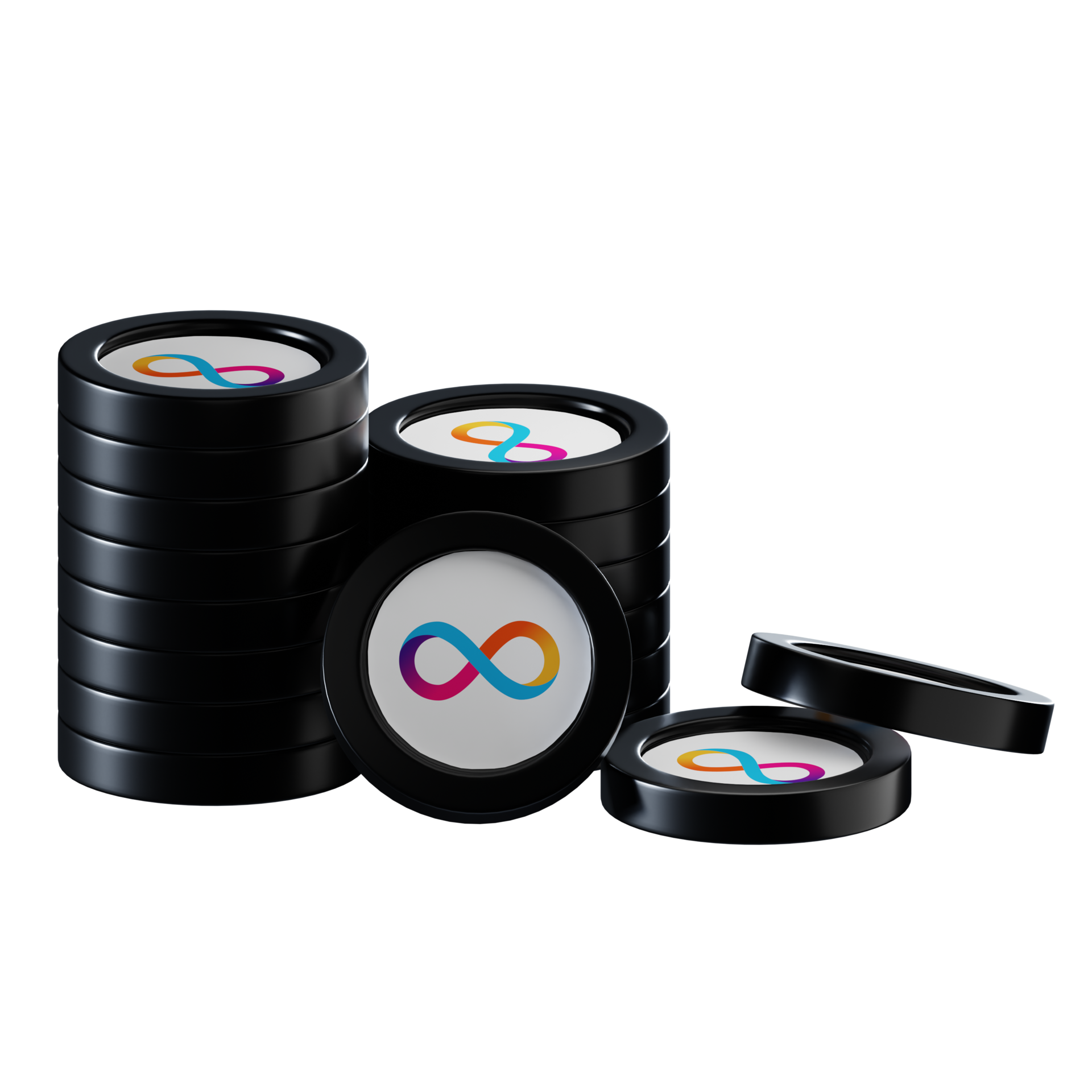 Free Computer ICP coin stacks cryptocurrency. 3D render