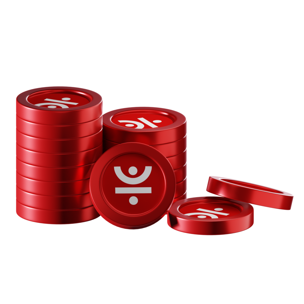 JUST JST coin stacks cryptocurrency. 3D render illustration png