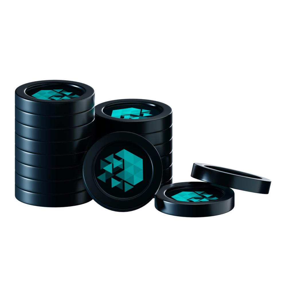 IoTeX IOTX coin stacks cryptocurrency. 3D render illustration png