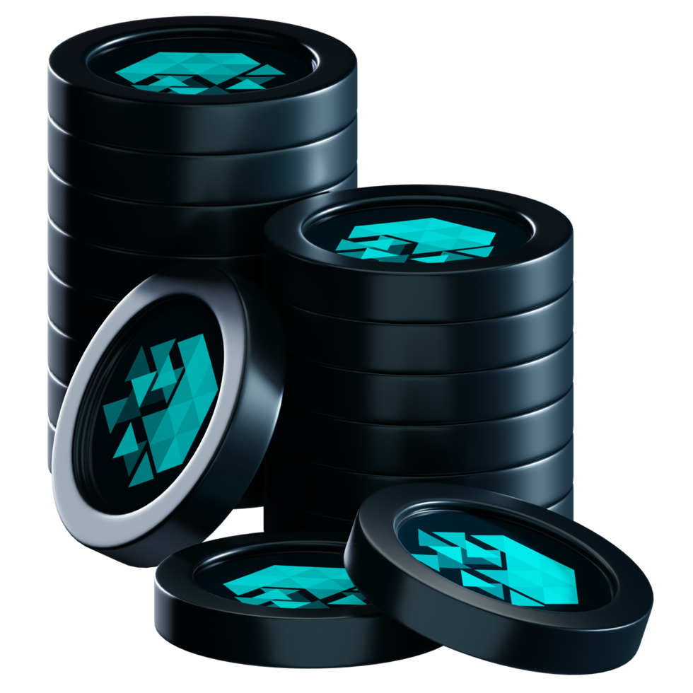 IoTeX IOTX coin stacks cryptocurrency. 3D render illustration png