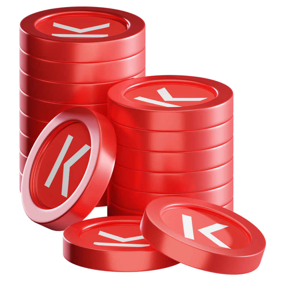 KAVA coin stacks cryptocurrency. 3D render illustration png