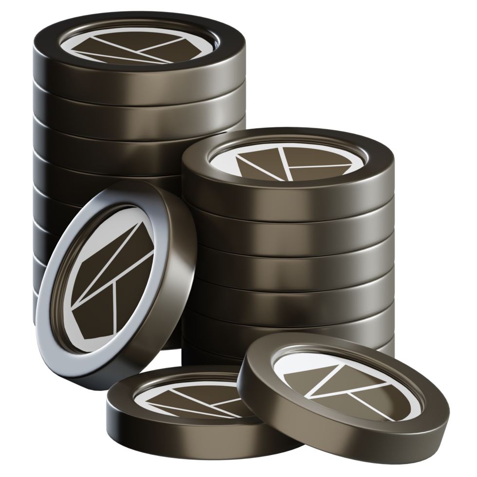 Klaytn KLAY coin stacks cryptocurrency. 3D render illustration png