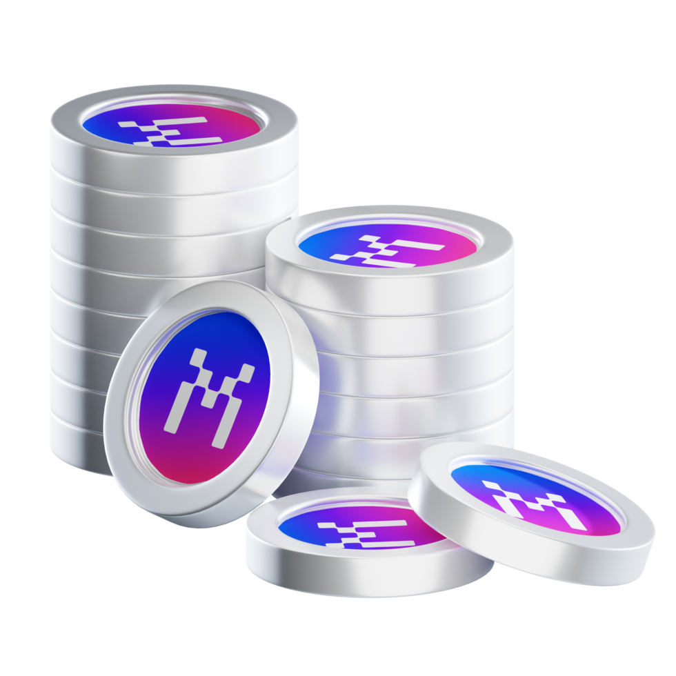MXC coin stacks cryptocurrency. 3D render illustration png