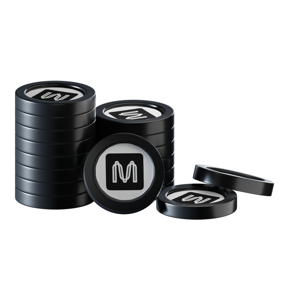 Mina coin stacks cryptocurrency. 3D render illustration png