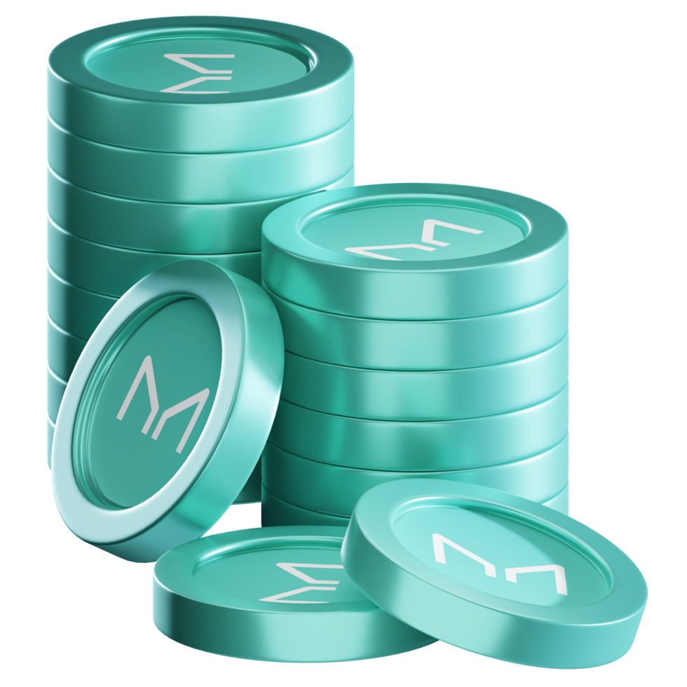 Free Maker MKR coin stacks cryptocurrency. 3D render illustration