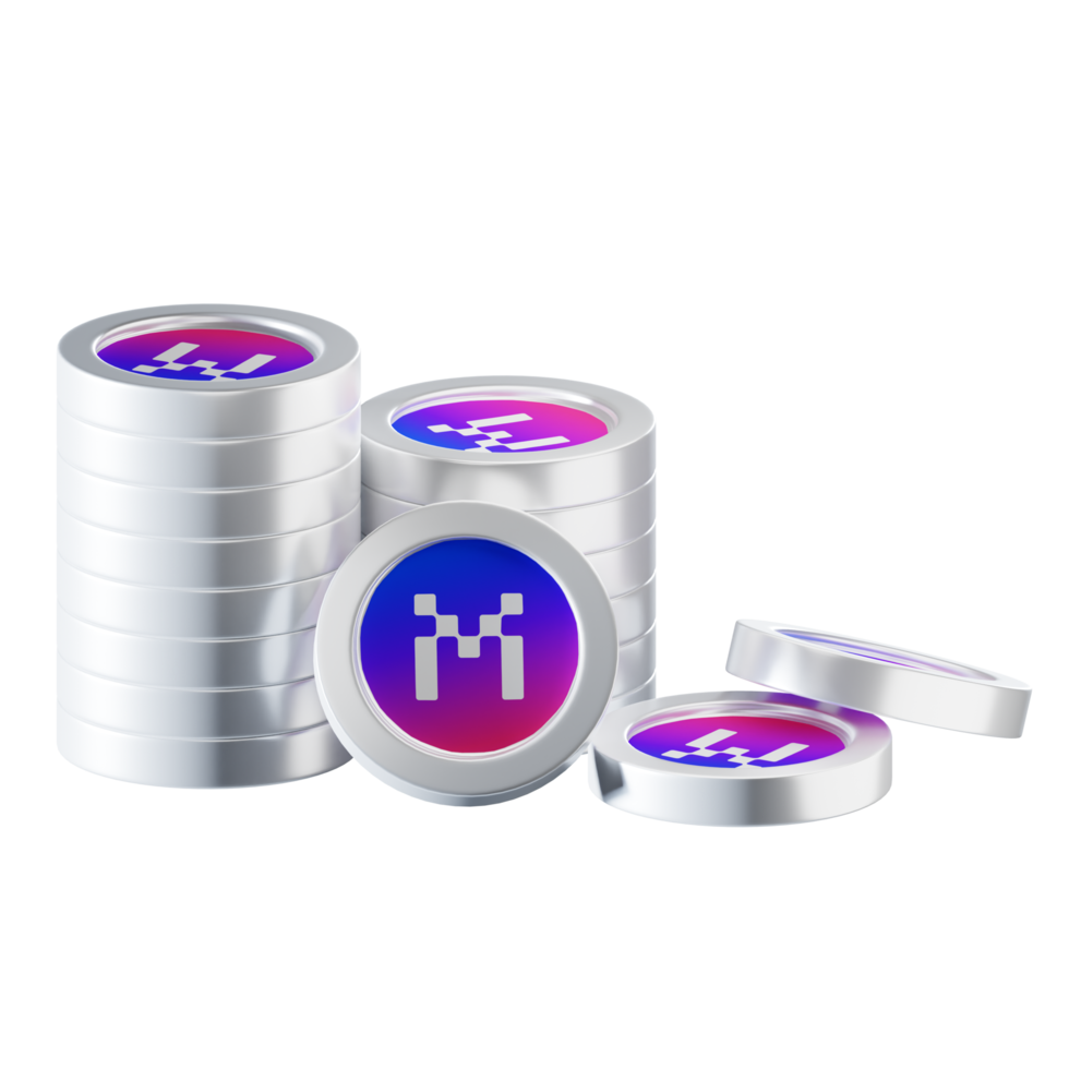 MXC coin stacks cryptocurrency. 3D render illustration png