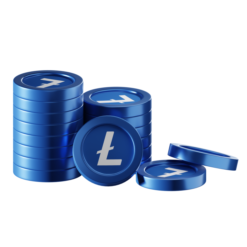 litecoin ltc mynt stackar kryptovaluta. 3d framställa illustration png