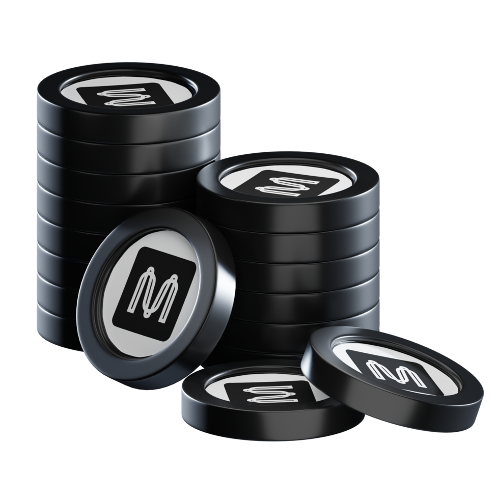 Mina coin stacks cryptocurrency. 3D render illustration png