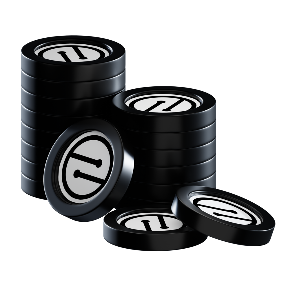 MobileCoin MOB coin stacks cryptocurrency. 3D render illustration png