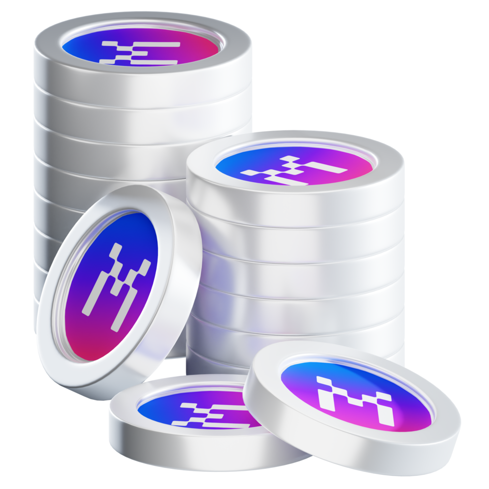 MXC coin stacks cryptocurrency. 3D render illustration png