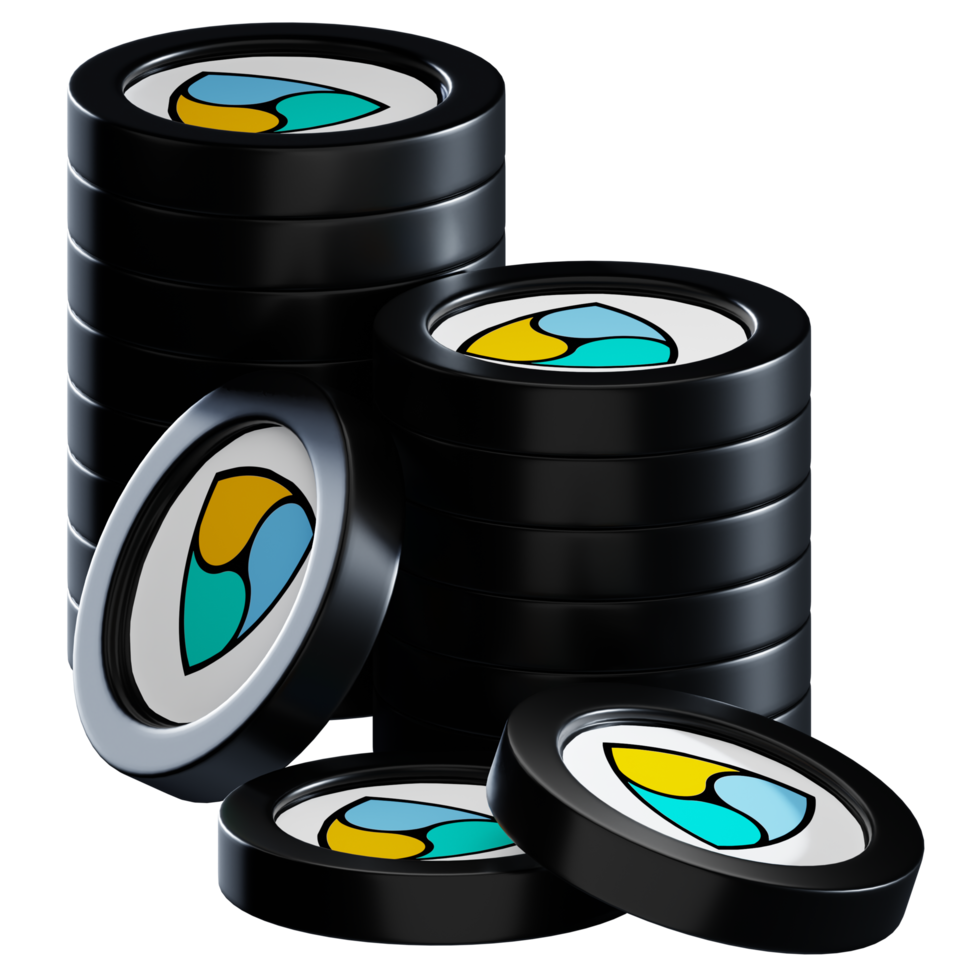 NEM XEM coin stacks cryptocurrency. 3D render illustration png