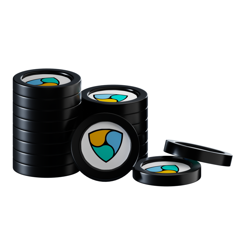 NEM XEM coin stacks cryptocurrency. 3D render illustration png