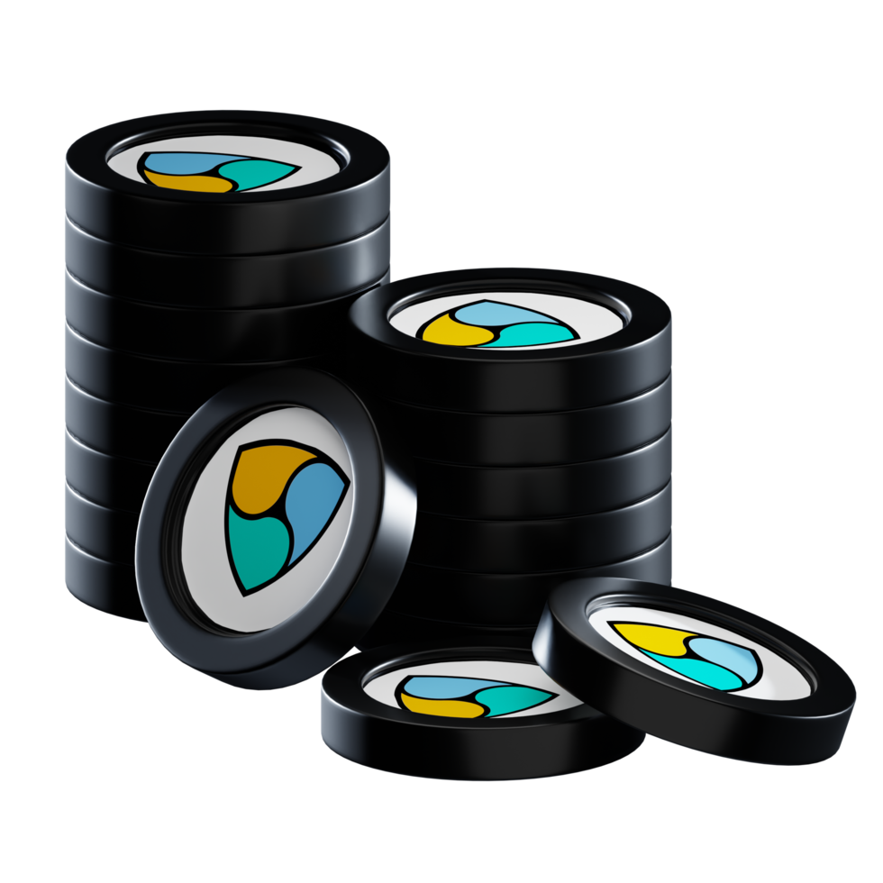 NEM XEM coin stacks cryptocurrency. 3D render illustration png