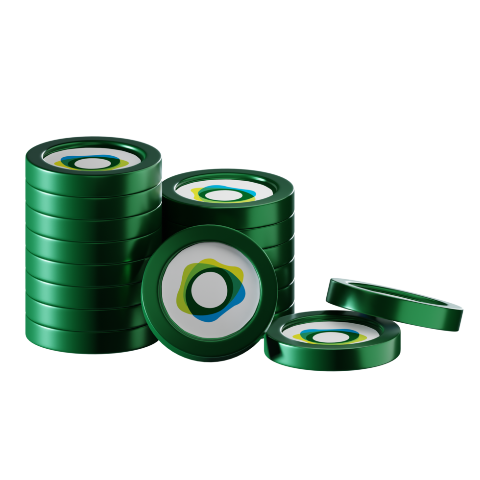 Pax Dollar USDP coin stacks cryptocurrency. 3D render illustration png