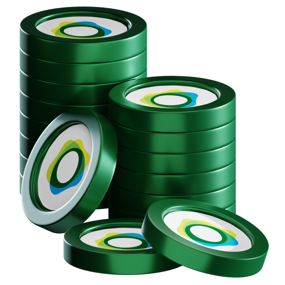 Pax Dollar USDP coin stacks cryptocurrency. 3D render illustration png