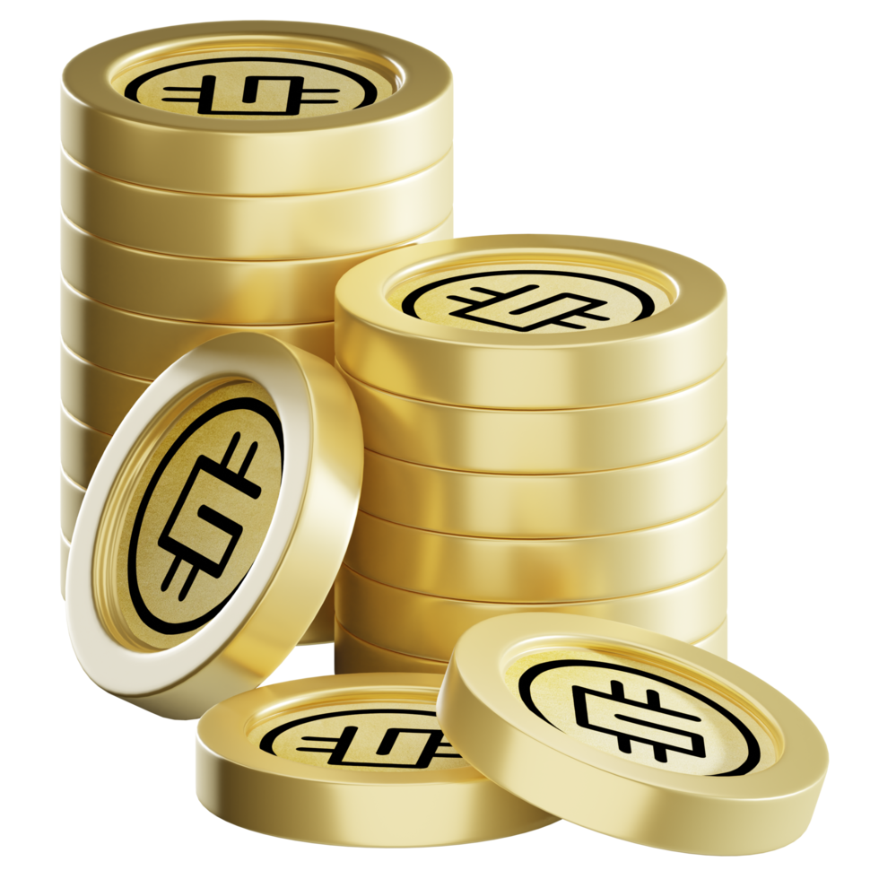 STEPN GMT coin stacks cryptocurrency. 3D render illustration png
