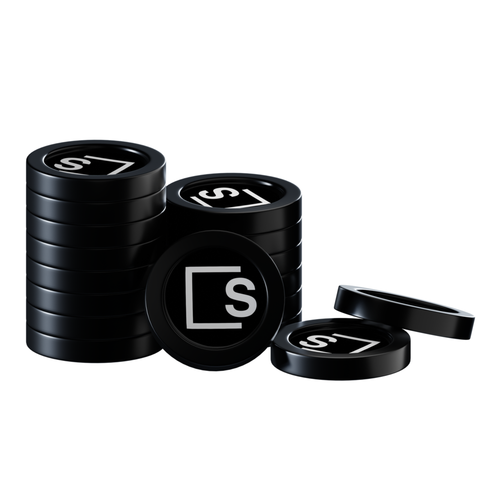 SKALE SKL coin stacks cryptocurrency. 3D render illustration png