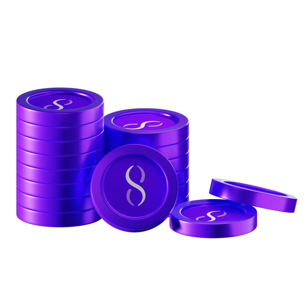 SingularityNET AGIX coin stacks cryptocurrency. 3D render illustration png