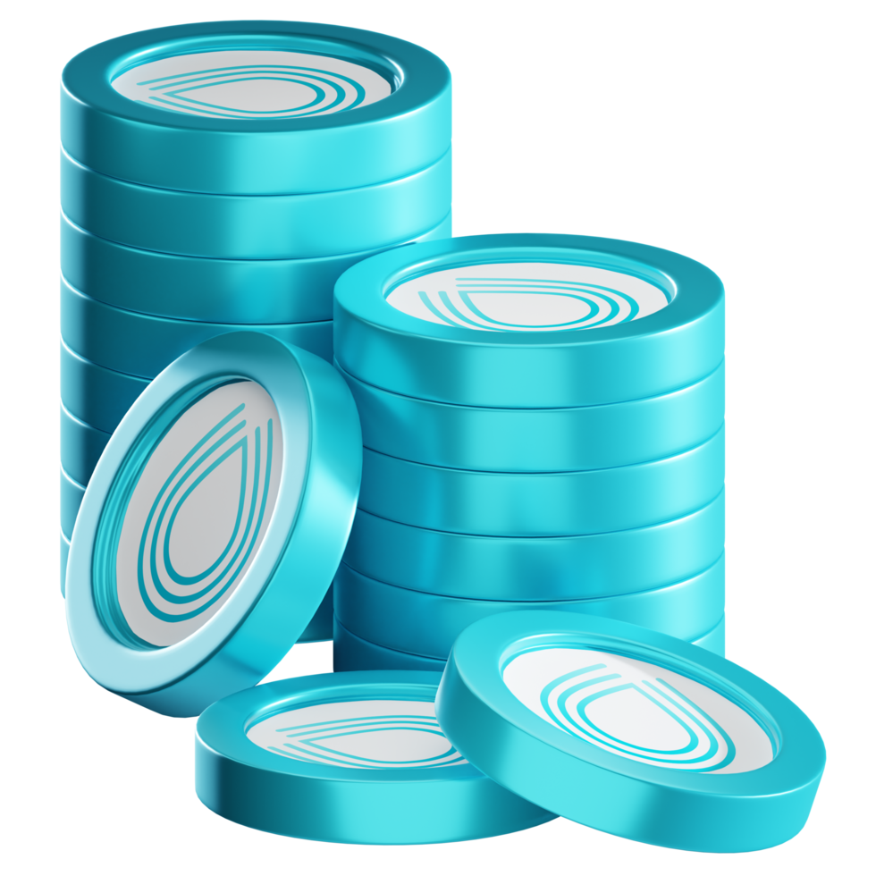 Serum SRM coin stacks cryptocurrency. 3D render illustration png