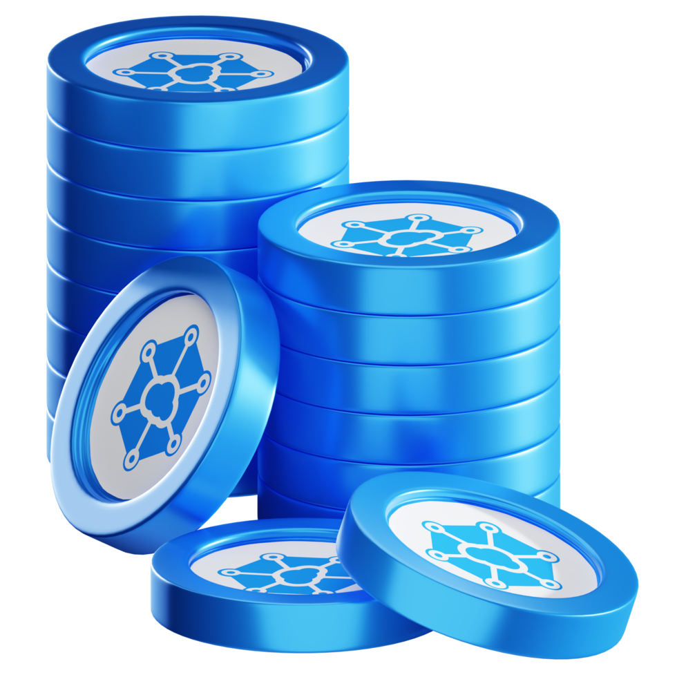Storj coin stacks cryptocurrency. 3D render illustration png