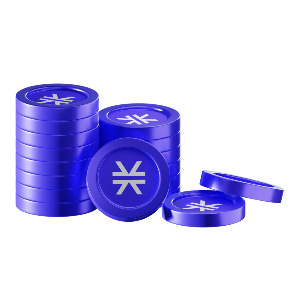 Stacks STX coin stacks cryptocurrency. 3D render illustration png