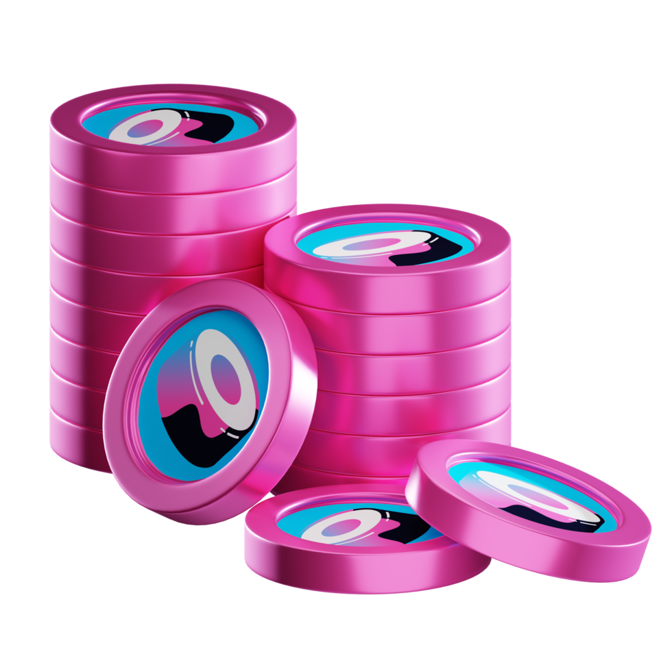 SushiSwap SUSHI coin stacks cryptocurrency. 3D render illustration png