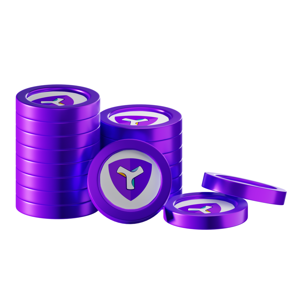Symbol XYM coin stacks cryptocurrency. 3D render illustration png