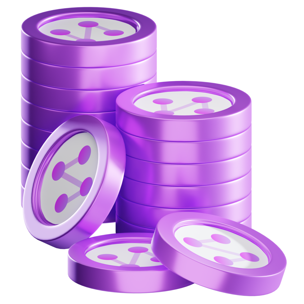 Synapse SYN coin stacks cryptocurrency. 3D render illustration png