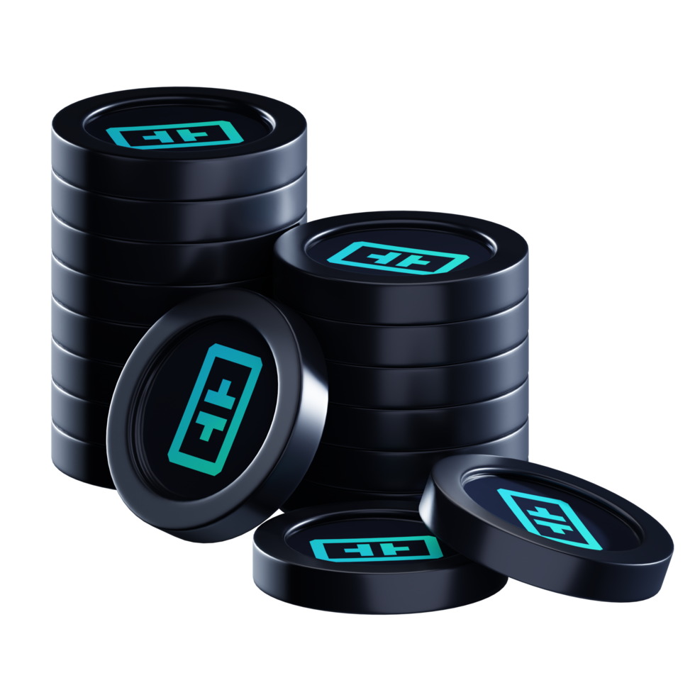 theta rede theta moeda pilhas criptomoeda. 3d render ilustração png