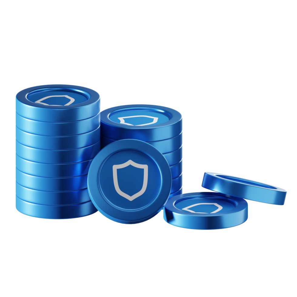 Trust Wallet Token TWT coin stacks cryptocurrency. 3D render illustration png