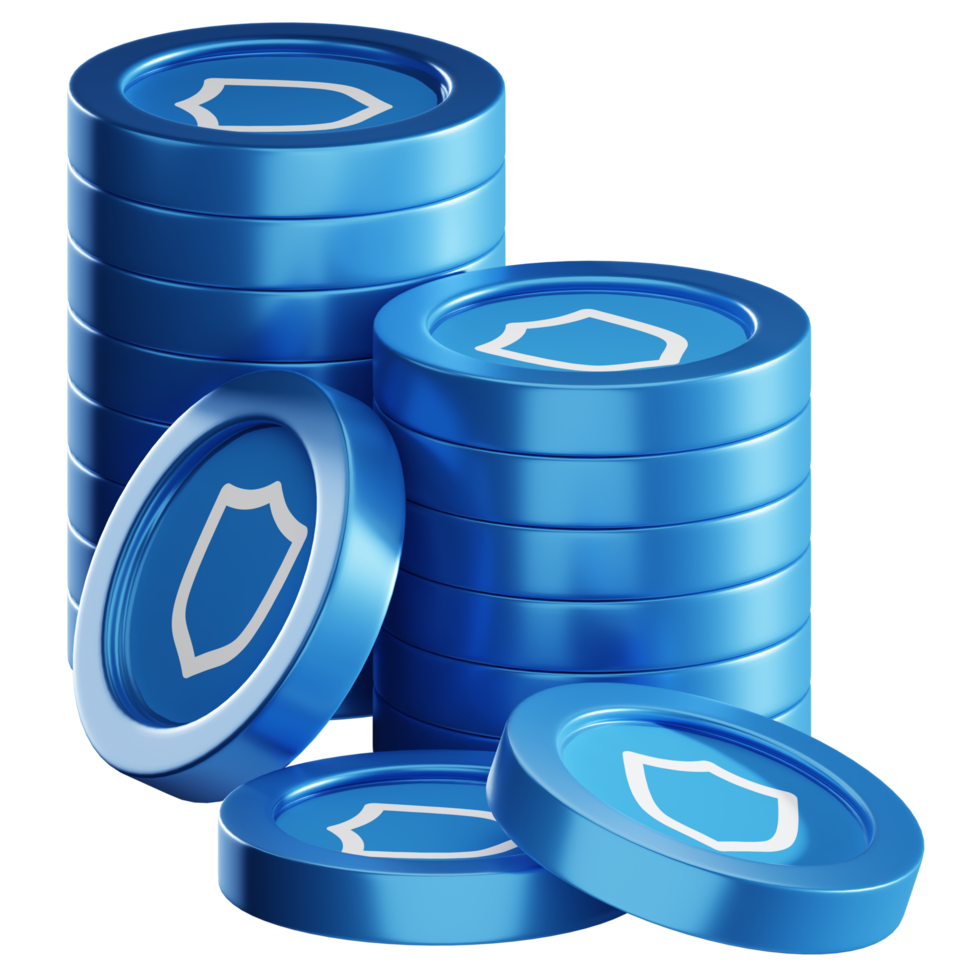 Trust Wallet Token TWT coin stacks cryptocurrency. 3D render illustration png