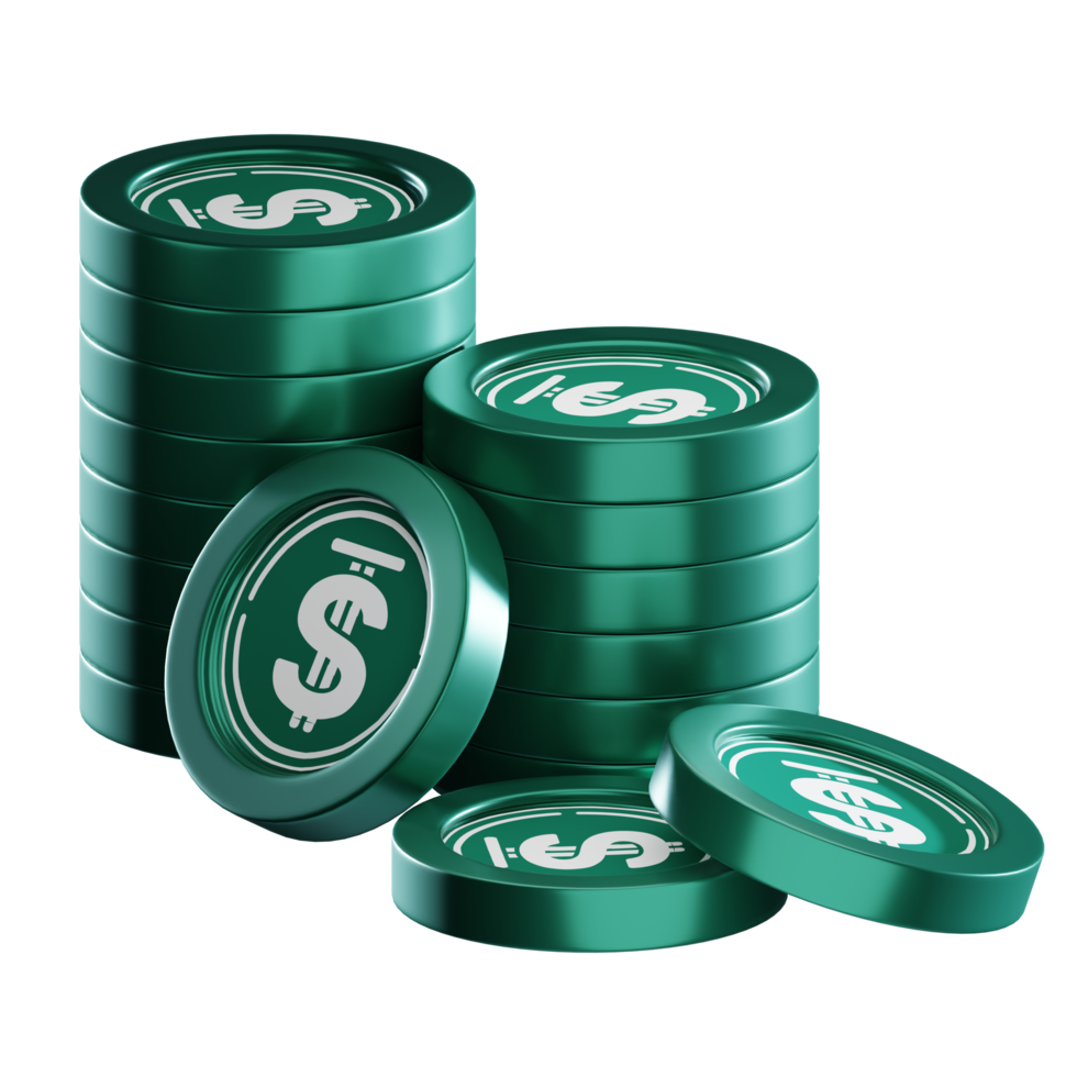 USDD coin stacks cryptocurrency. 3D render illustration png