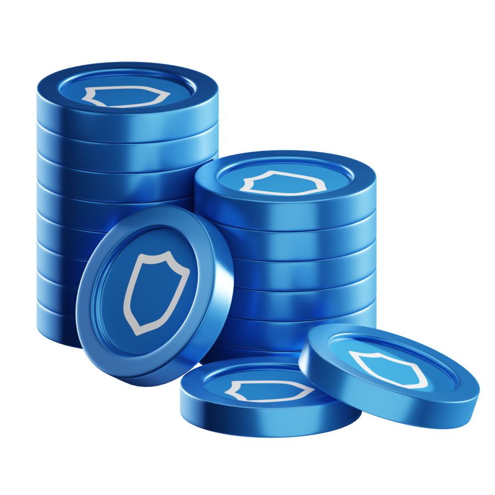 Trust Wallet Token TWT coin stacks cryptocurrency. 3D render illustration png
