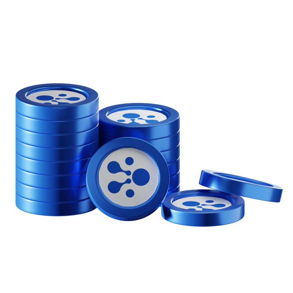 aelf ELF coin stacks cryptocurrency. 3D render illustration png