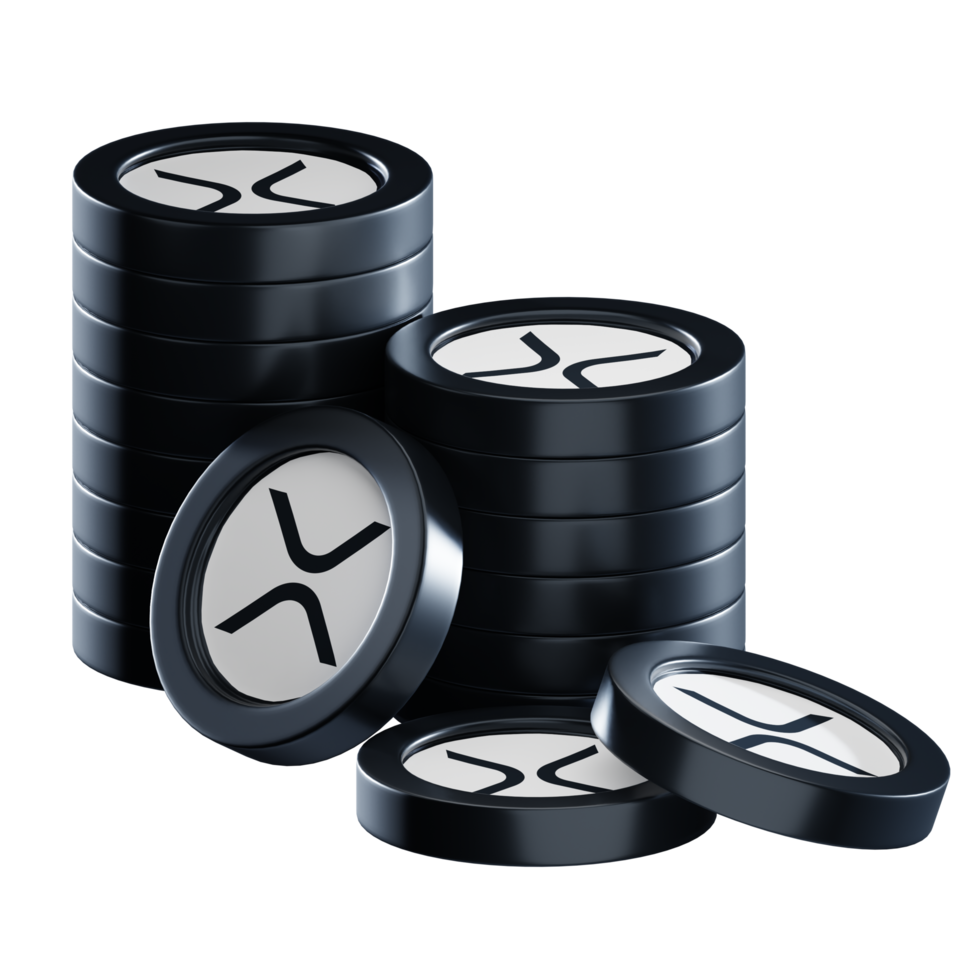 XRP coin stacks cryptocurrency. 3D render illustration png