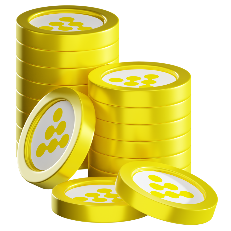 iExec RLC RLC coin stacks cryptocurrency. 3D render illustration png