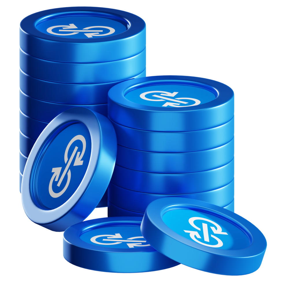 yearn finance YFI coin stacks cryptocurrency. 3D render illustration png