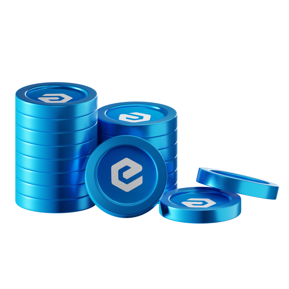 eCash XEC coin stacks cryptocurrency. 3D render illustration png