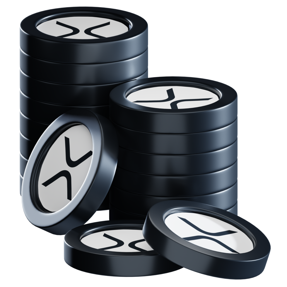 XRP coin stacks cryptocurrency. 3D render illustration png