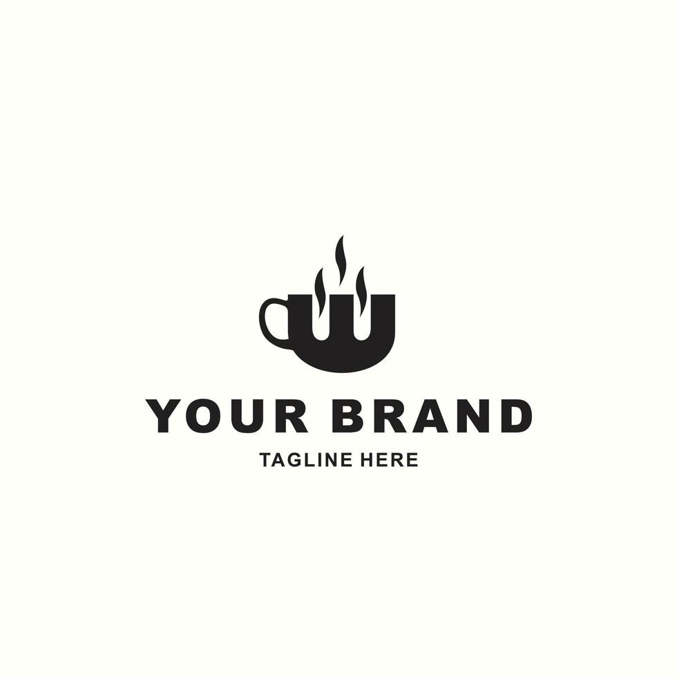 café logo con letra w en negro vector