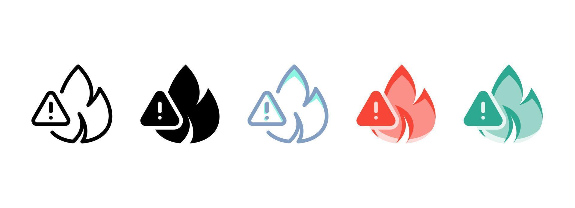 Simple vector icon on a theme flame, warning