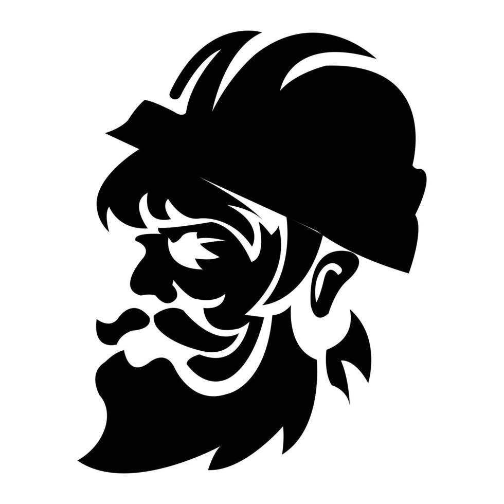 Builder, logo konstruktor. Industri, servis, perbaikan, ikon atau simbol. Potret pekerja di helm vector