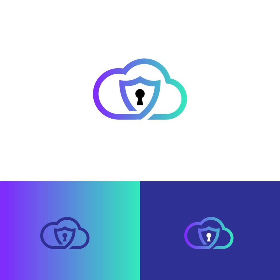 vector online secure and guarded shield cloud storage logo design