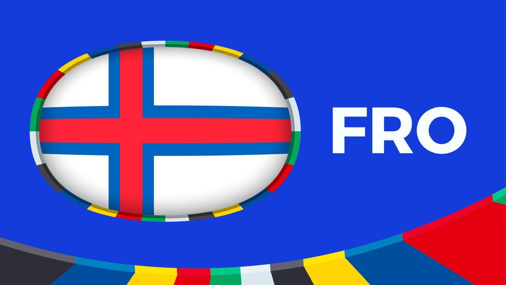 Faroe Islands flag stylized for European football tournament qualification. vector