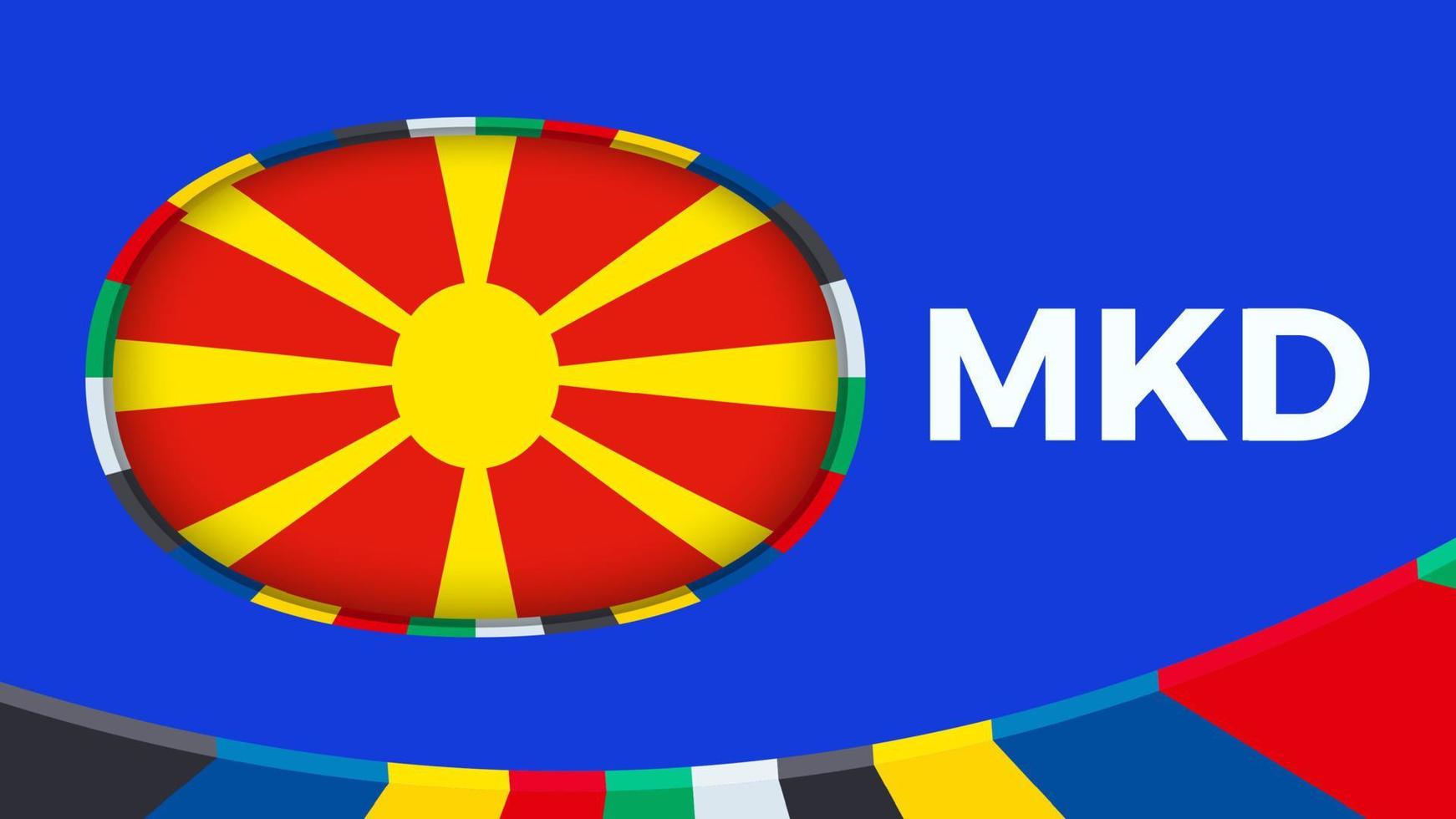 norte macedonia bandera estilizado para europeo fútbol americano torneo calificación. vector