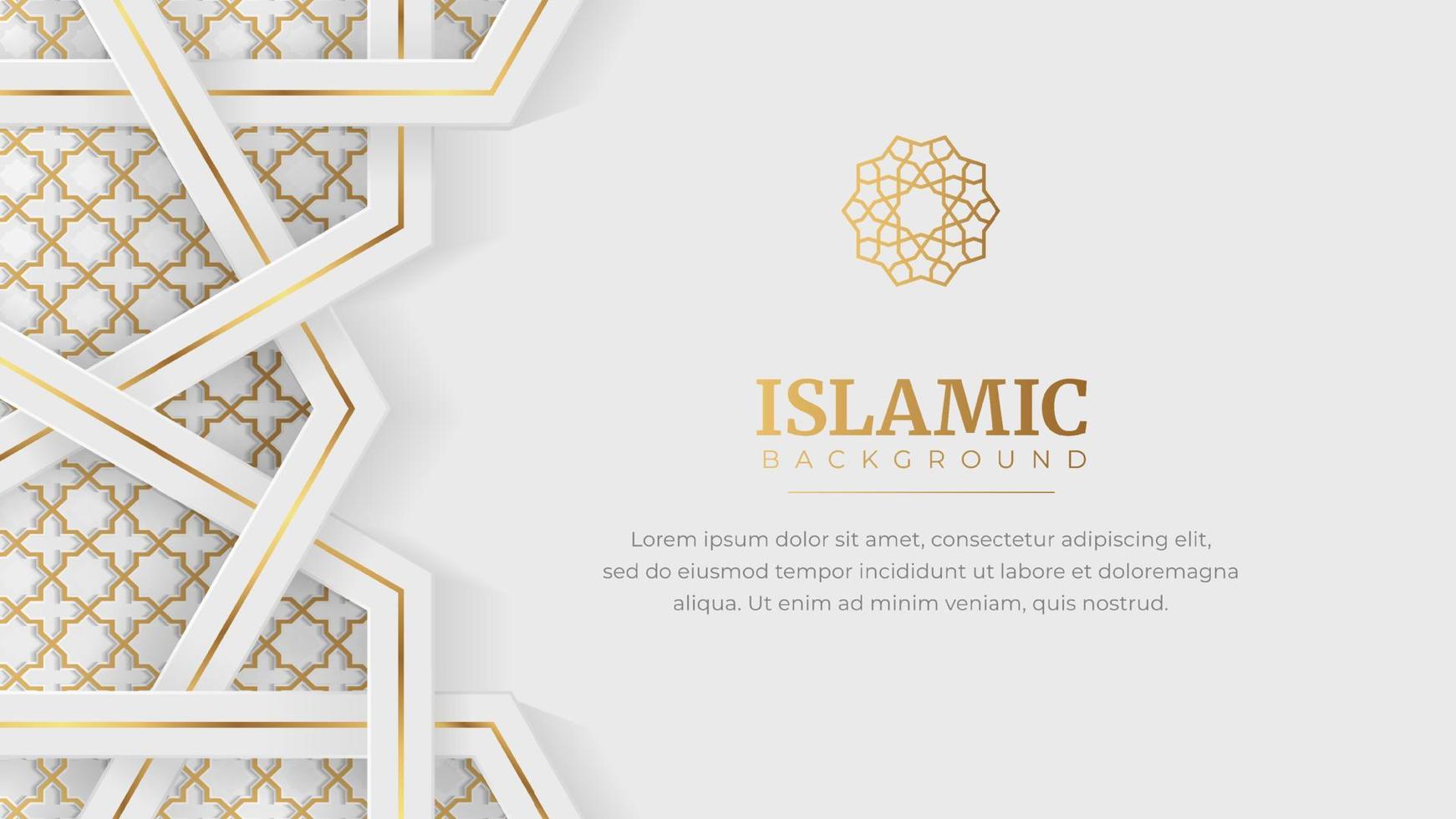 Arabic Arabesque Ornament Border Luxury Abstract White Islamic  Background with Copy Space for Text vector