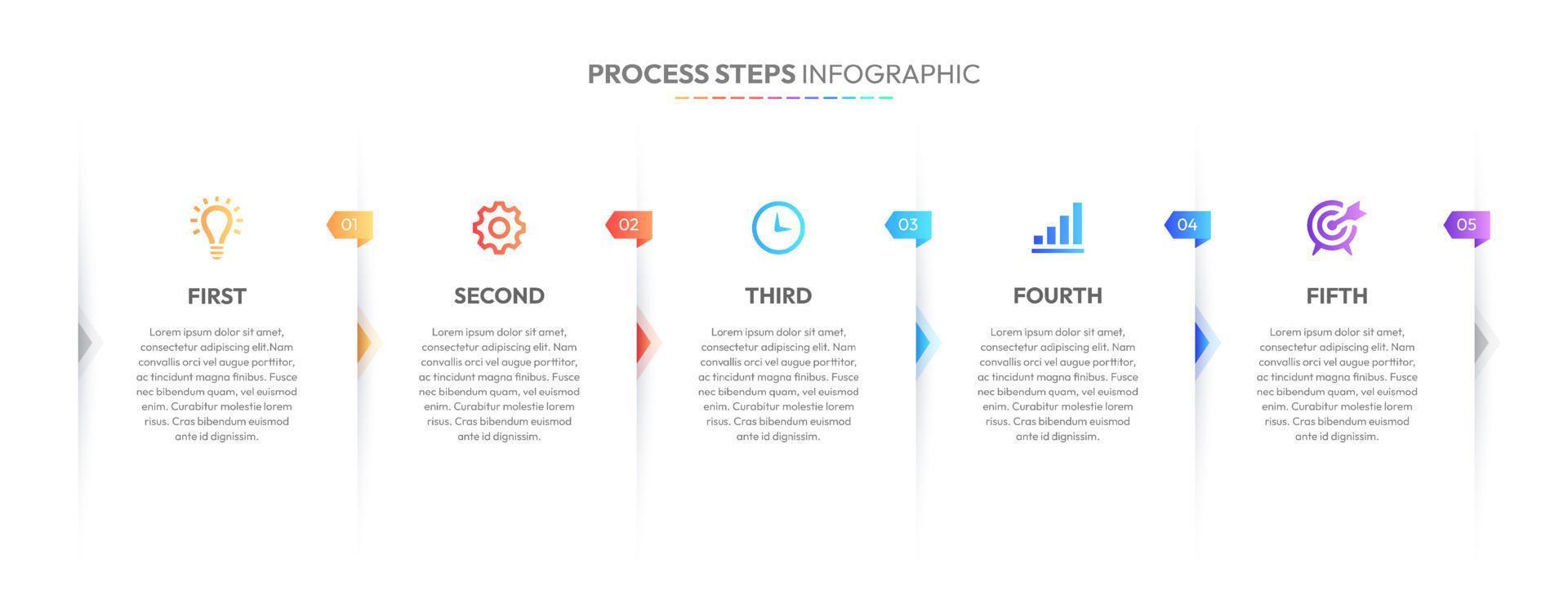 cinco 5 5 pasos opciones negocio infografía moderno diseño modelo vector