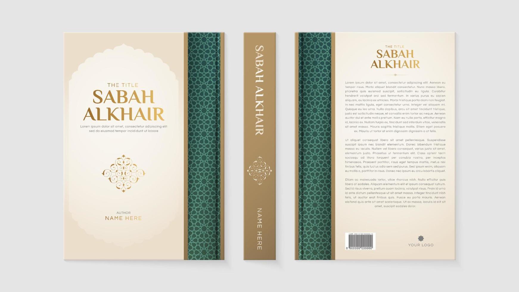 Islamic Arabic Style White and Golden Book Cover Template Design with Arabesque Moroccan Pattern vector