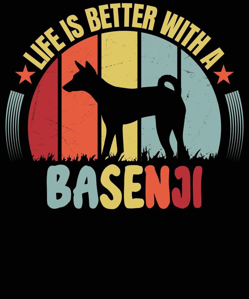 vida es mejor con un basenji camisa, para basenji amantes, mejor basenji perro amantes, basenji papá mamá papá propietario Navidad cumpleaños regalo esencial camiseta vector